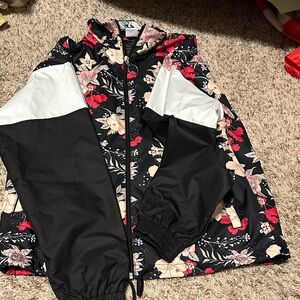 Floral Black and White Wind Breaker